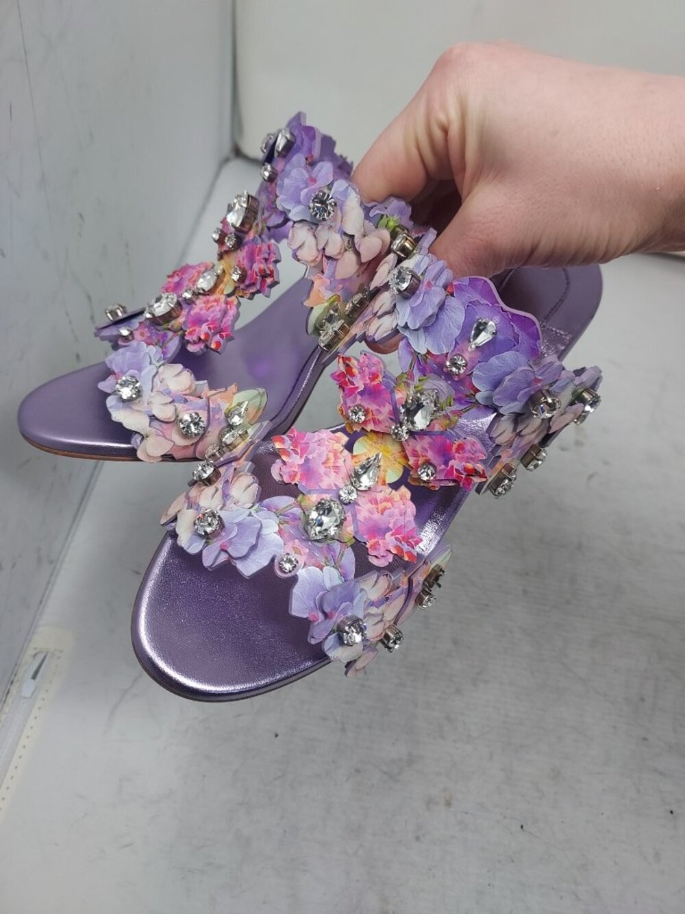 Christian Louboutin Purple Flora Jewel Heel Sandal - Picture 10 of 12